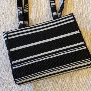 Beaded Black & White Shoulder Bag, by Swing Bags
